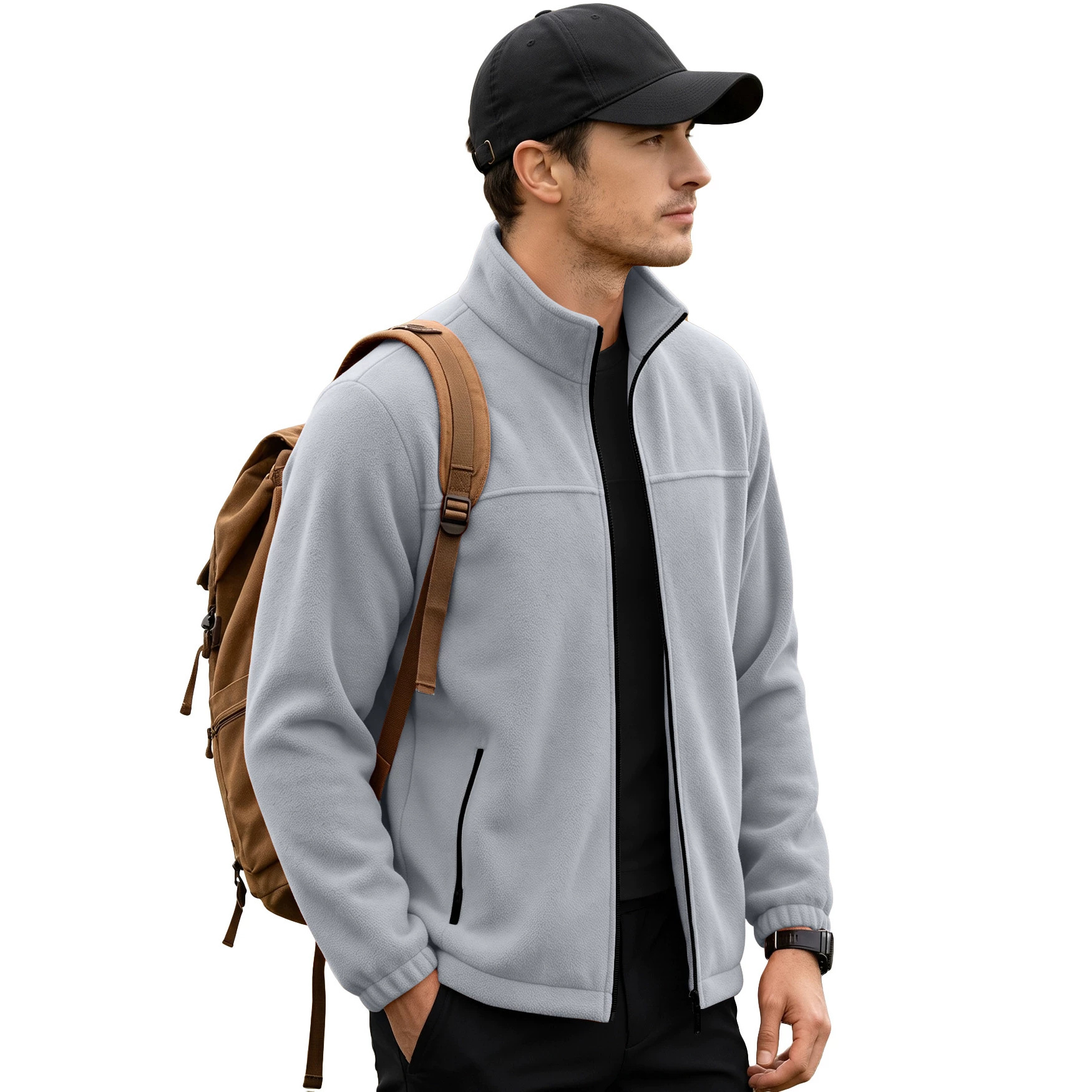 Sudadera de Vellón Polar para Hombre 380g de Poliéster Térmica con Cremallera para Uso Casual