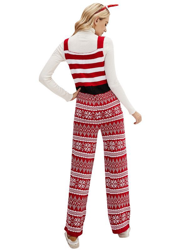 Artículo de moda transfronterizo para comercio exterior, mono de punto holgado con diseño de copo de nieve navideño, conjunto de Navidad para otoño e invierno 2026