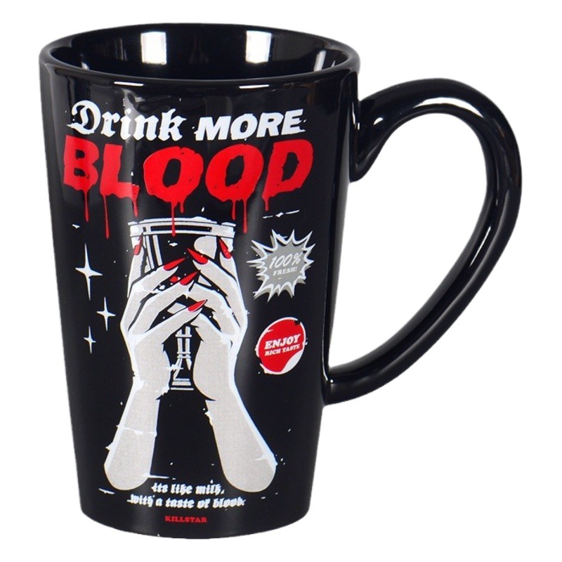 Nueva taza de cerámica de alta calidad para exportación, estilo nórdico, con forma de cono grande, negra, para café, estilo Halloween.