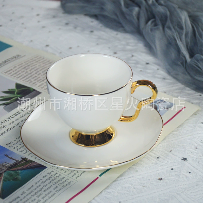 Ceramic coffee teapot, set, simple and elegant design, European style