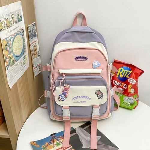 School season student backpack set Korean fashion junior high school schoolbag tutoring bag, large capacity two-piece backpack