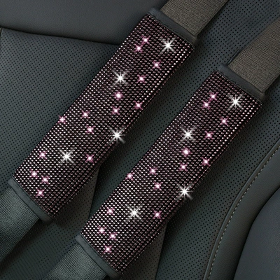 Shoulder Pad Glitter Stickers, Seat belt shoulder pad - medium-pink-pair-2517
