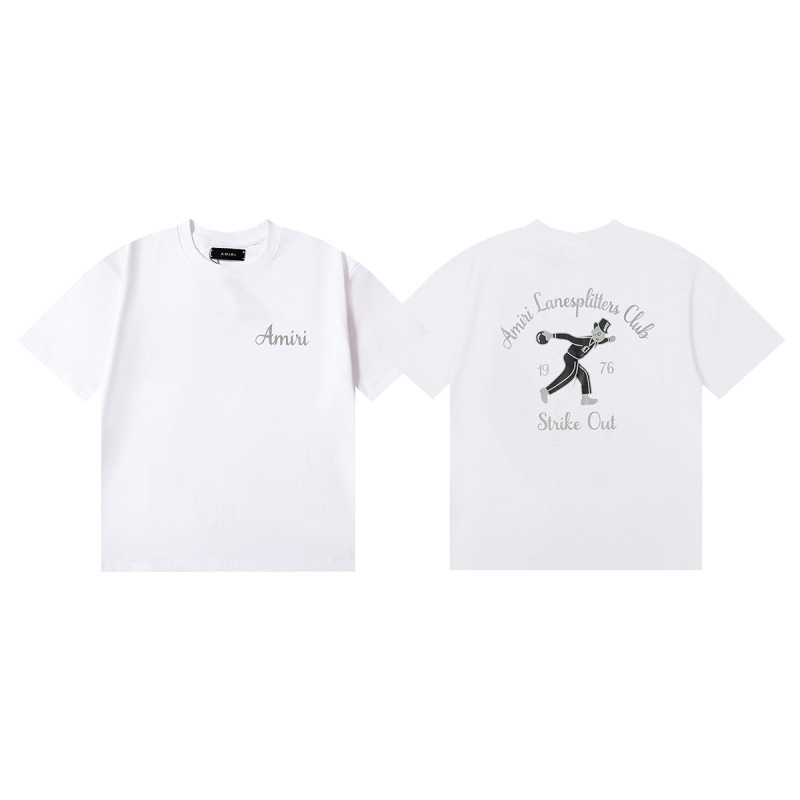 国境を越えた卸売り美潮AMIRI T-Shirt薔薇頭蓋頭プリント双糸純綿半袖tシャツ男女|undefined