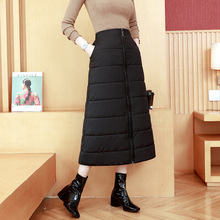 羽绒棉裙女中长款加厚秋冬大码半身裙高腰护腿挡风保暖一片式裹裙