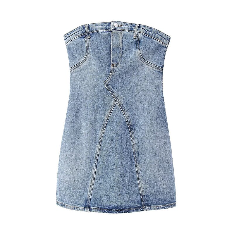 Spot can be set in Europe and the United States (strapless denim dress) 2023 Women's new Amazon AliExpress cross-border Spot can be set in Europe and the United States (strapless denim dress) 2023 Women's new Amazon AliExpress cross-border