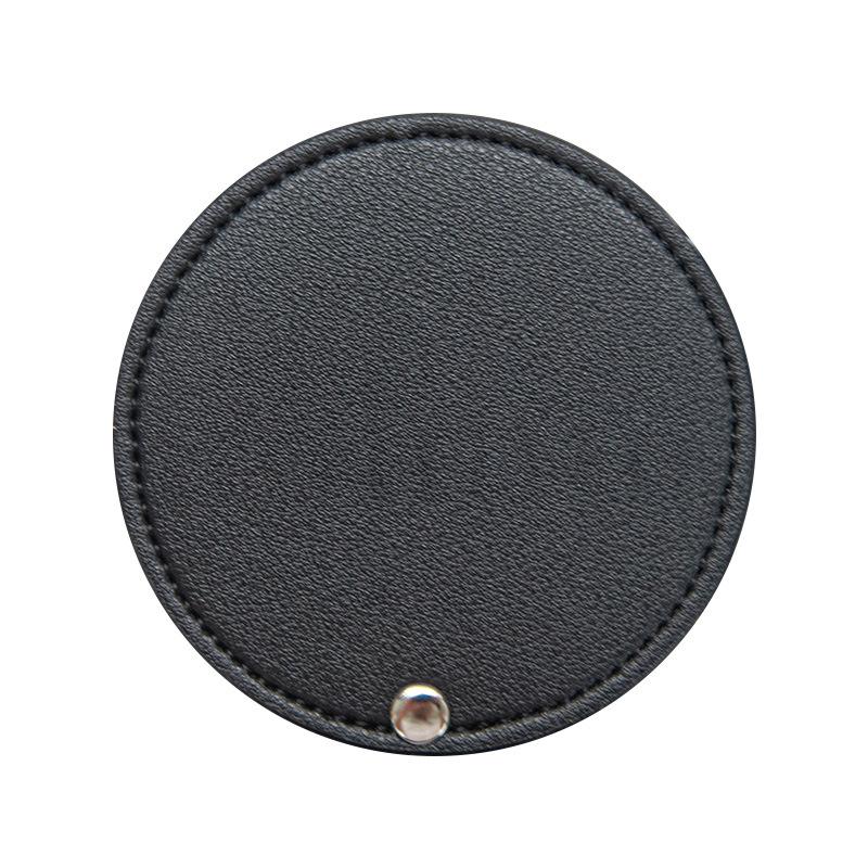 Regalo portátil pu maquillaje espejo moda publicidad regalo belleza espejo fábrica al por mayor giratoria cuero maquillaje espejo