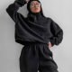 2024 Amazon New Foreign Trade European and American Fashion Long Sleeve Sports Leisure Suit Solid Color Sweat 2 Piece Set