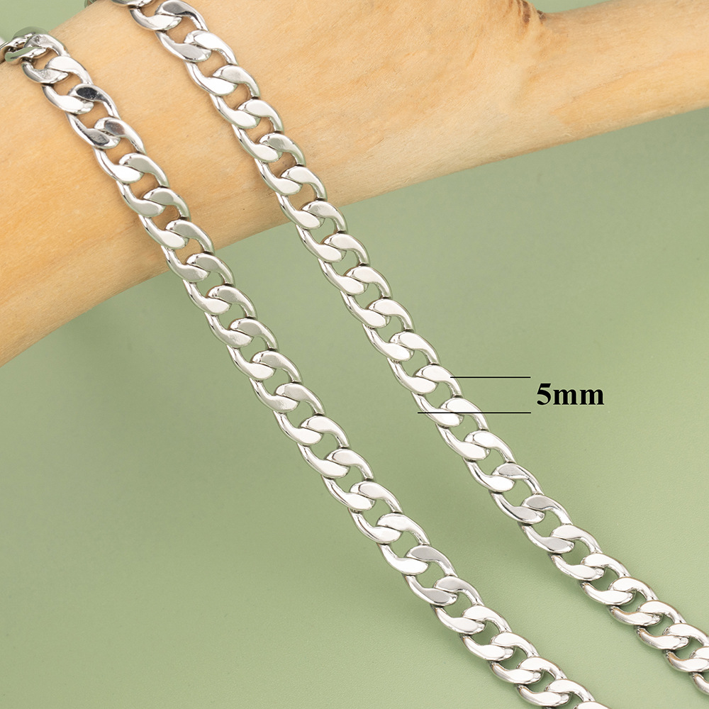 36g Weight 1 Piece Copper 18K Gold Plated Cuban Link Chain Curb Chain Polished 5mm  Jewelry Accessories