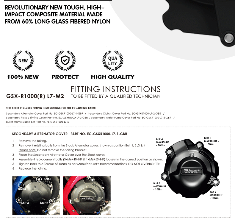 Suitable for Suzuki Gsx-R1000(R) Modified Engine Protective Cover Gbracing Engine Anti-Fall Side Cover Accessories