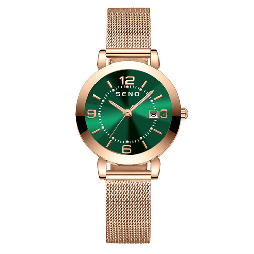 Mesh belt fully automatic non-mechanical women's watch luminous waterproof single calendar female student steel band watch