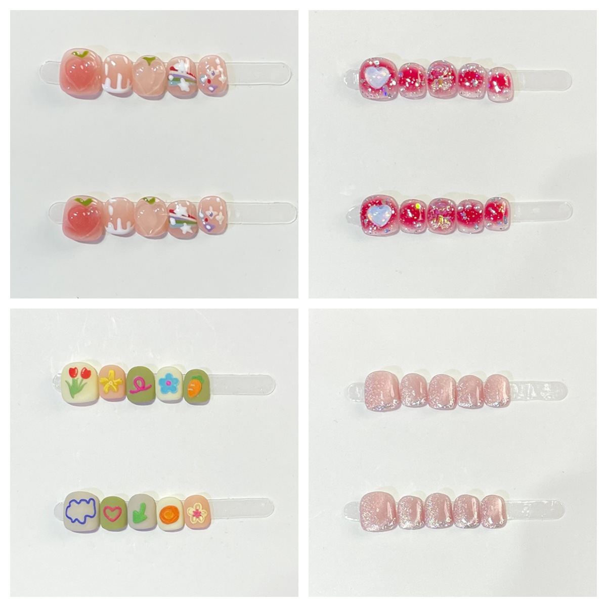 爆款儿童甲专用 纯手工穿戴甲可爱风卡通3-12岁女童小朋友美甲片