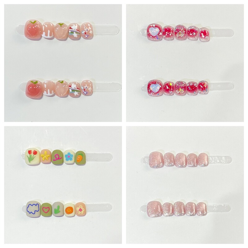 Popular Children's Nails, Handmade Wearable Nails, Cute Cartoon Style, Nail Pieces for Girls Aged 3-12