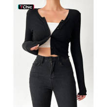 O 10336 Mesh Spliced Crop Top ��ɴƴ�Ӷ� T