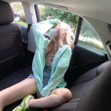 小清新减龄绿色条纹衬衫外套女夏季薄款慵懒风宽松防晒衬衣上衣服