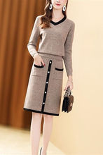 毛衣套装裙女针织两件套春秋连衣裙长袖新款时尚女百搭显瘦