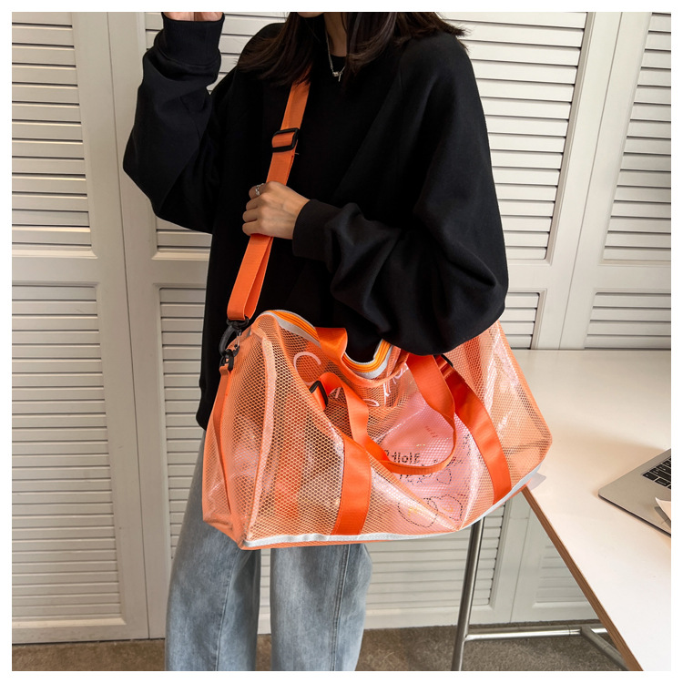 Letter Pattern Sports Pvc Transparent Zipper Square Black Pink Orange Shoulder Bags display picture 7