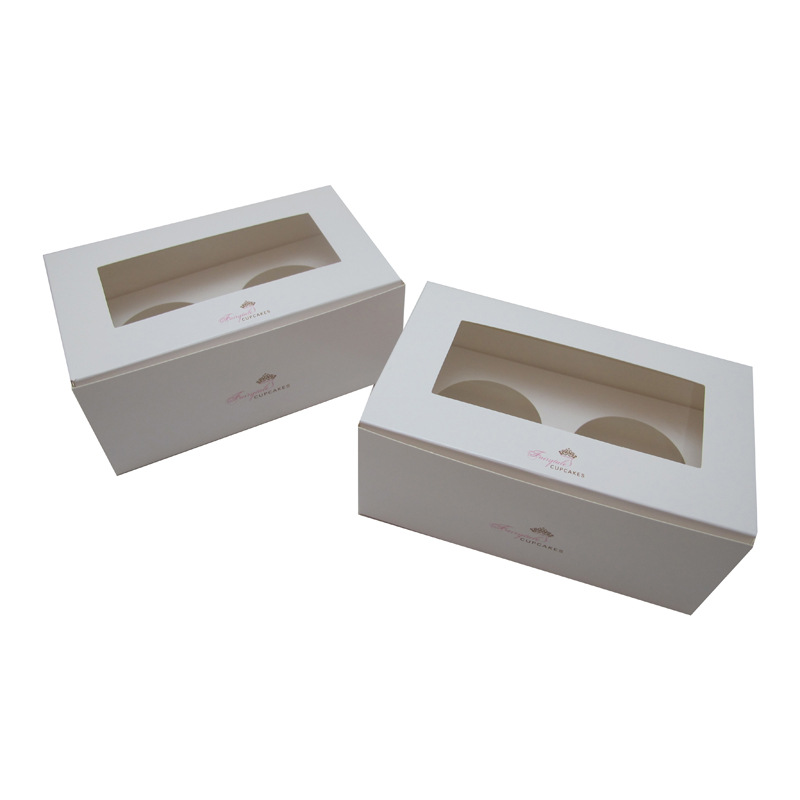 厂家印刷黄色纸杯蛋糕盒 杯子蛋糕盒 4杯6杯12杯蛋糕盒子可折叠