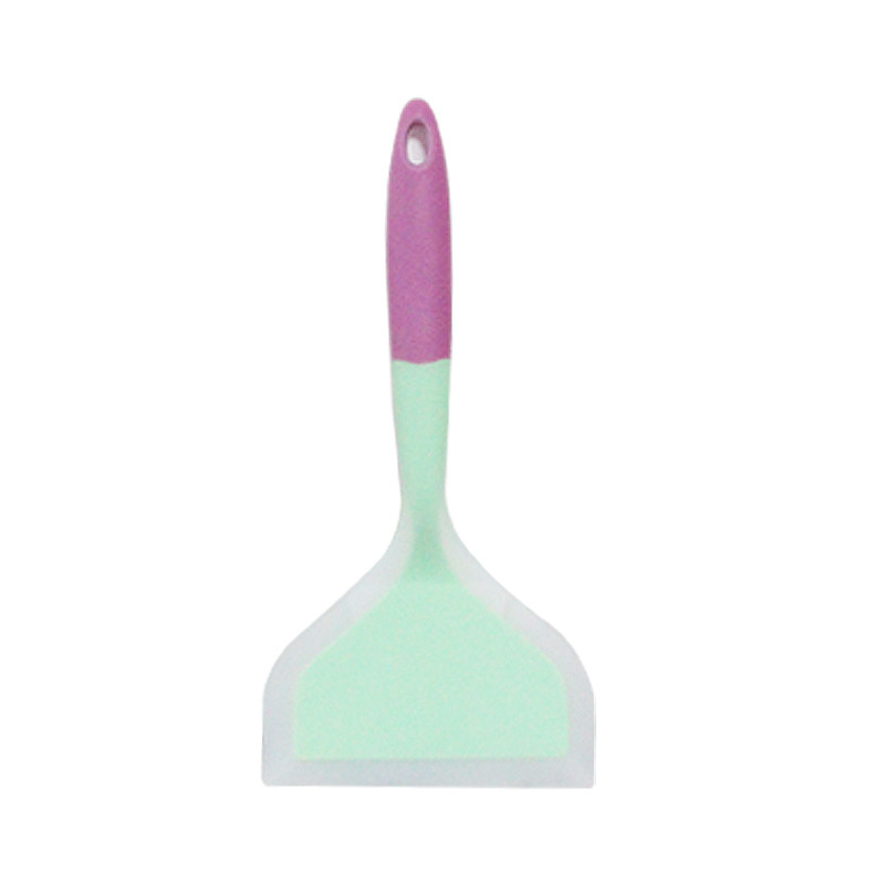 Venta al por mayor de silicona Jade espátula de dos colores transparente de boca ancha de freír pala herramientas de cocina antiadherente pan espátula de silicona pala de cocina