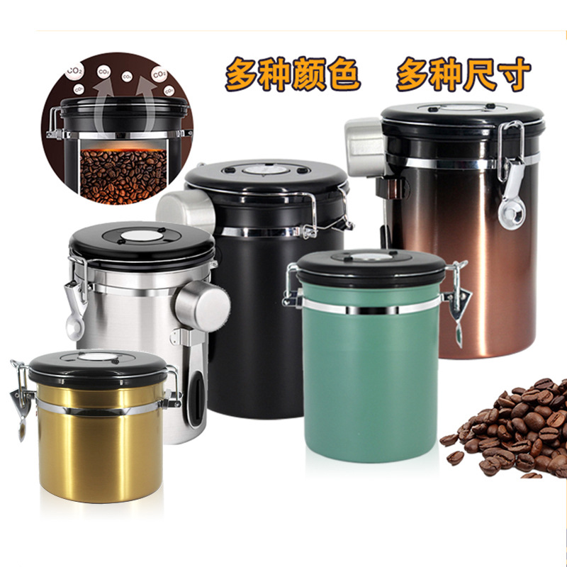 Storage Tank 304 Stainless Steel Exhaust Valve with Dust-Proof Seal, Coffee Bean Coffee Powder Sealed Tank, Storage Tank