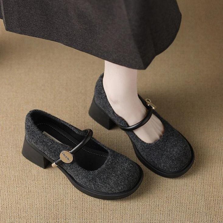 Gorgeous Mary Jane Shoes for Women, Suede Flats in Gray, 2026 Spring Collection, Comfortable and Gentle on the Feet, Evening Style High Heels Gorgeous Mary Jane Shoes for Women, Suede Flats in Gray, 2026 Spring Collection, Comfortable and Gentle on the Feet, Evening Style High Heels