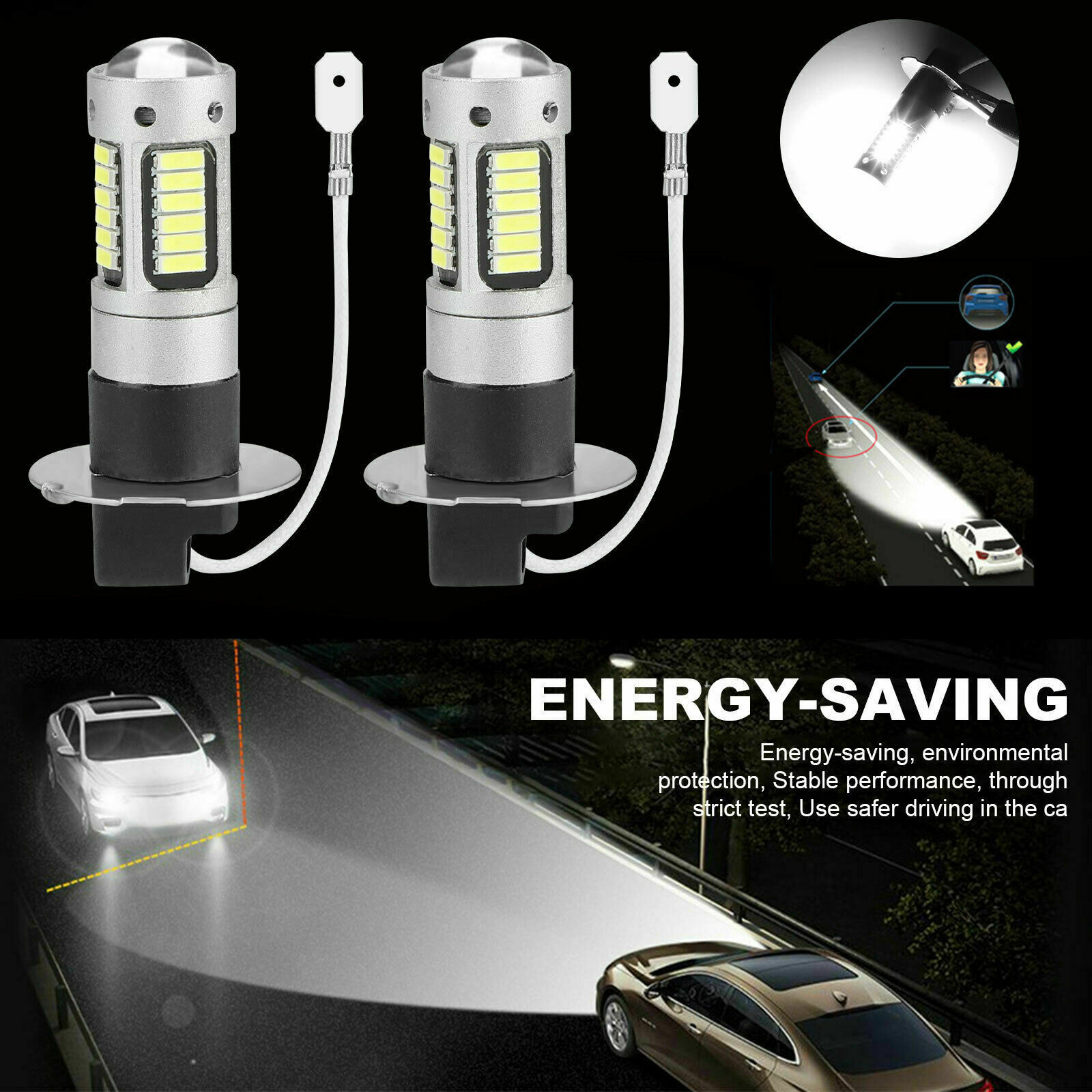 Lámpara de niebla delantera del automóvil LED H1 H3 4014 30smd lámpara de niebla de alta potencia lámpara de automóvil luz diurna image 4