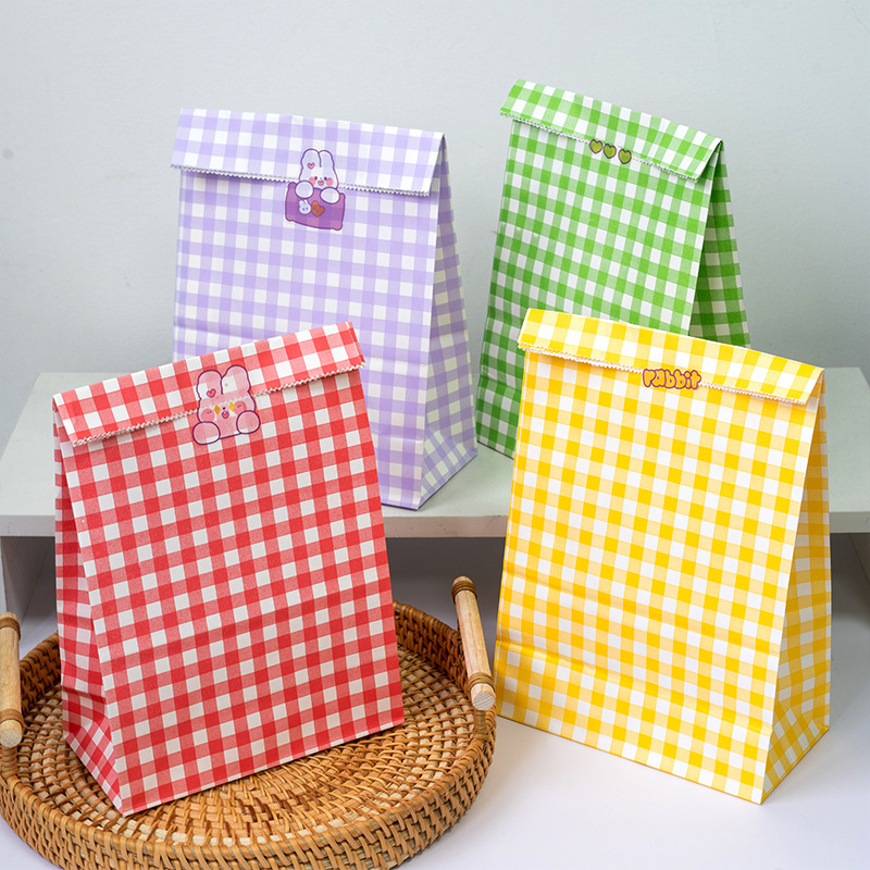 Colorful Plaid Kraft Paper Bag Valentine's Day Christmas Gift Gift Packaging Bag Candy Snack Ins Style Storage Bag Colorful Plaid Kraft Paper Bag Valentine's Day Christmas Gift Gift Packaging Bag Candy Snack Ins Style Storage Bag