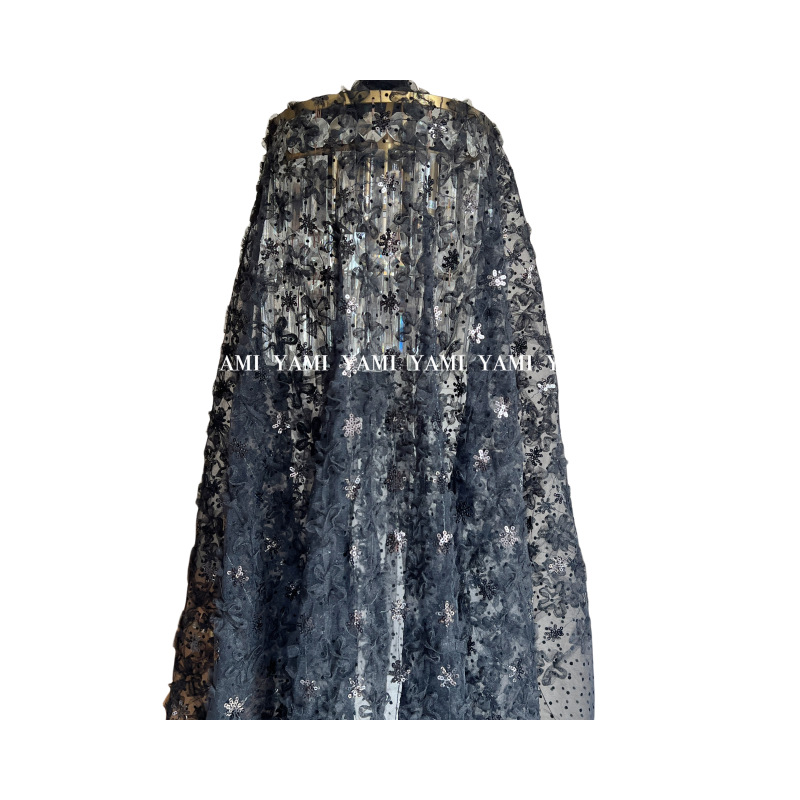 Punto brillante de plantación de ganchos de tela de malla de flores crisantemo sequinilla tela bordada sequinilla bordada material de prenda de vestir nuevo estilo chino