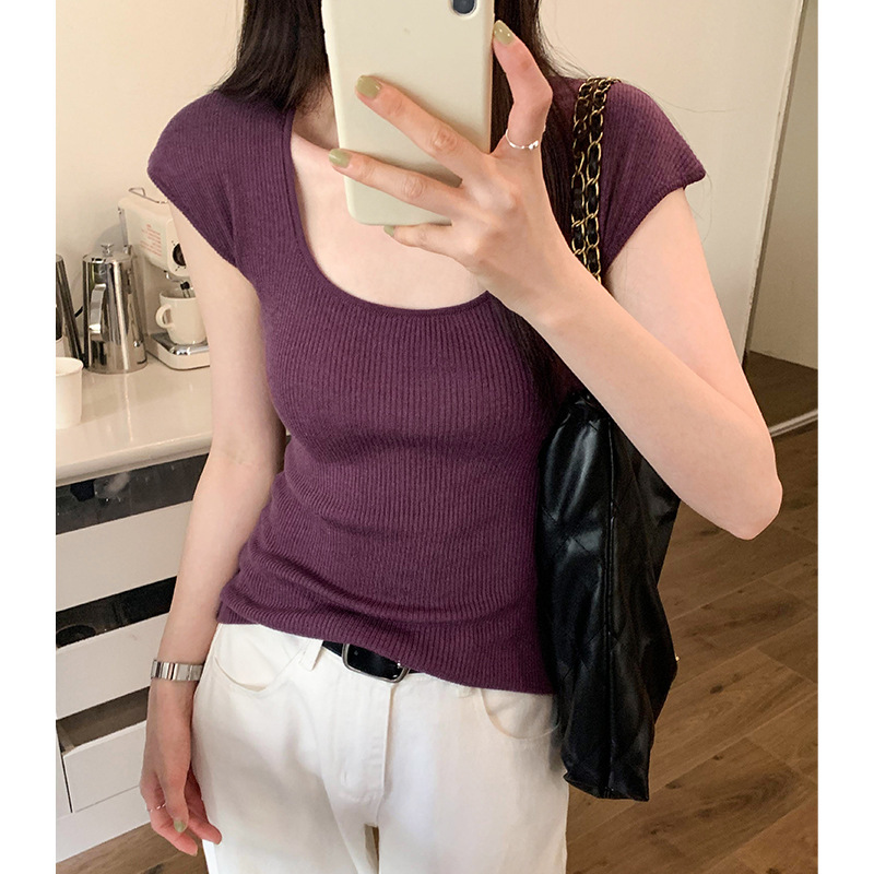 2026 Early Spring Factory Direct Sale Pink Age-Reducing U-Neck Sleeveless Knit Top for Women, Spring and Summer Slim Fit Inner Wear Top