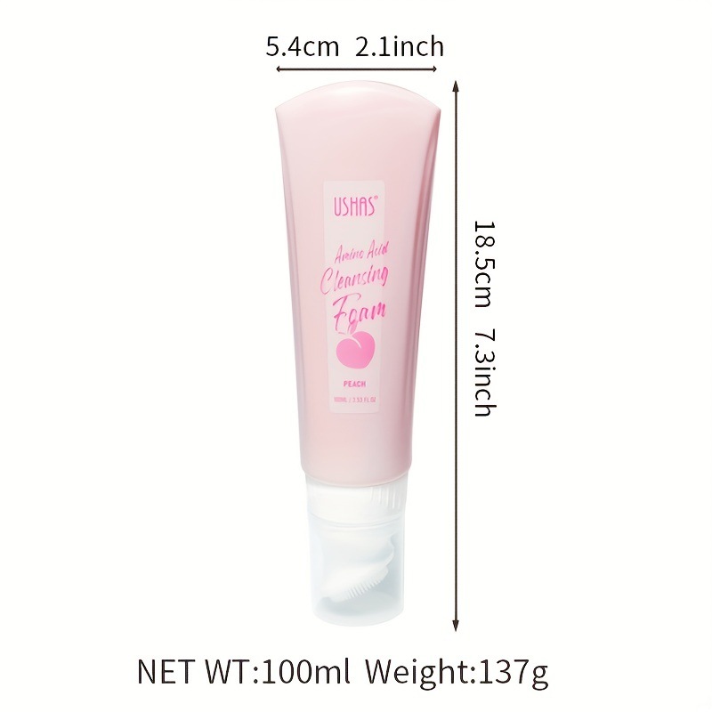USHAS punto transfronterizo venta caliente melocotón tubo duro limpiador facial interfaz de limpieza refrescante e hidratante