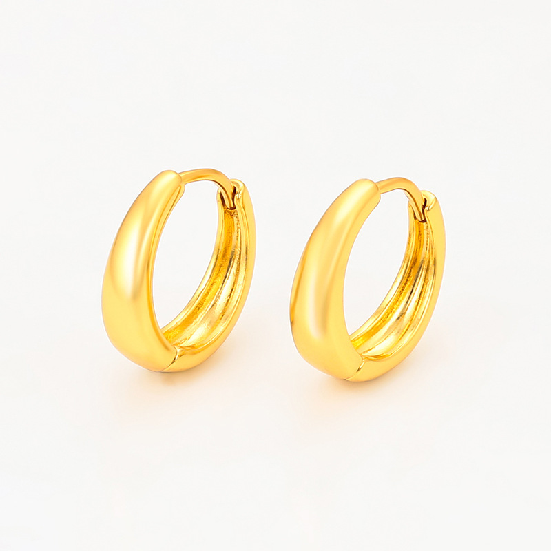 Xuping simple oro brillante geometría círculo de auriculares aleación de cobre chapado 24k estilo de moda auriculares al por mayor