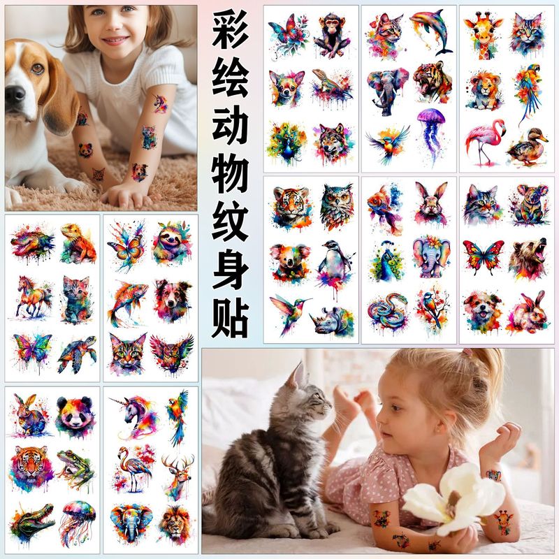 Cross-border Cartoon Painted Animal Tattoo Sticker Color Tiger Arm Face Fun Party Temporary Tattoo Sticker