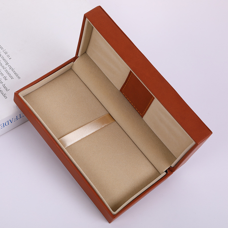 Fábrica al por mayor alta-Caja de pluma de regalo de gama alta caja de cuero negocio de impresión de publicidad logotipo firma de metal pluma caja de embalaje