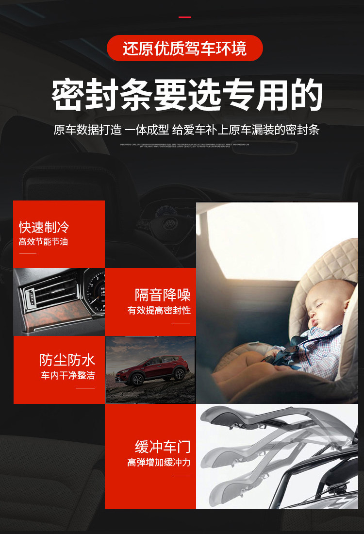 Specially Designed for Honda Models, the Soundproof Sealing Strips for All Doors of the Vezel, Xrv, Inspire, and Life Are Used for Noise Reduction Modification