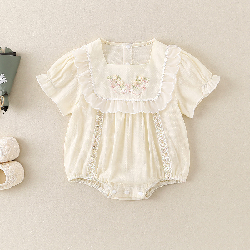 Newborn Baby Clothes Summer New Style Girls Cartoon Flower Jumpsuit One-Year-Old Baby Girl Going Out Thin Style