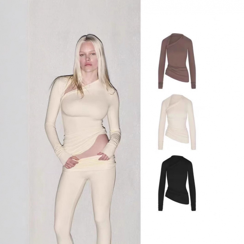 Skims Kardashian Cloud Asymmetric Long Sleeve Top Asymmetric Long-Sleeved Suit
