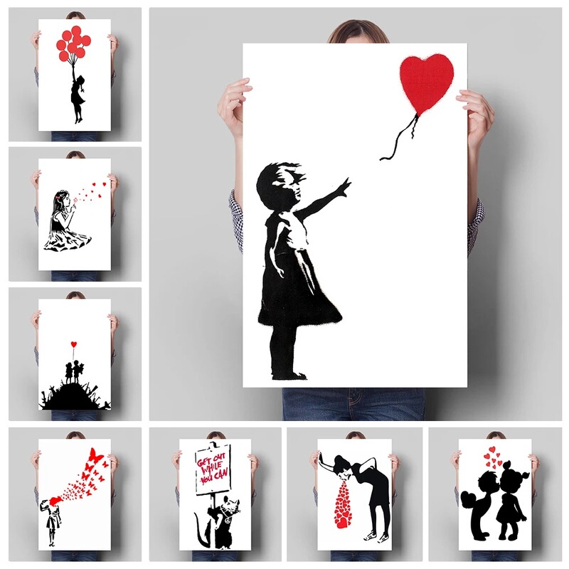 Foreign trade explosions Banks series photo frame core bedroom living room black and white graffiti decorative painting poster Foreign trade explosions Banks series photo frame core bedroom living room black and white graffiti decorative painting poster