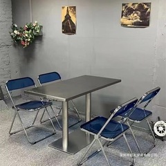 不锈钢桌子小吃店工业风奶茶食堂饭店桌椅咖啡厅餐桌餐饮店极简
