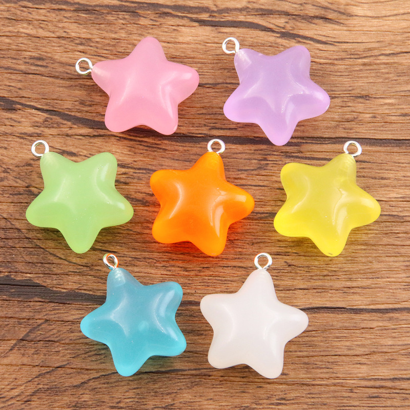 7 color 23X 26MM DIY resin acrylic accessories luminous five-pointed star pendant bags mobile phone clothing ornaments