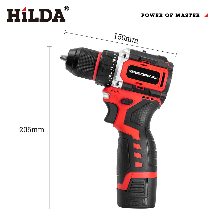 HILDA/HILDA sin escobillas de Litio taladro eléctrico 16,8 V taladro eléctrico pequeña pistola de acero de gran capacidad de alta potencia taladro de mano