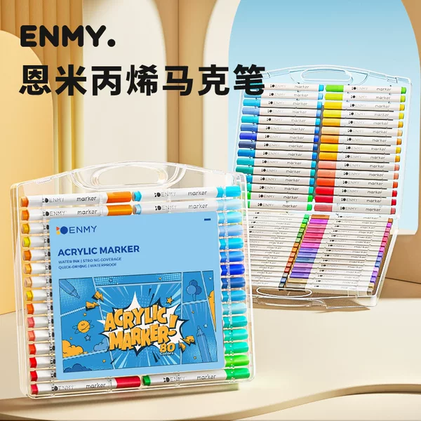 [Clearance Sale] Enmi English Version Export Edition Flat Boxed Markers Stackable Color Acrylic Markers