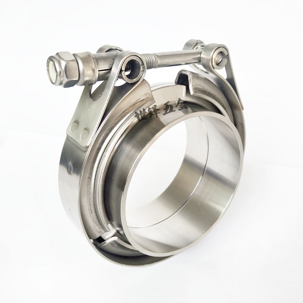 abrazadera de tubo de escape 304 acero inoxidable brida conector hembra V-brazamiento silenciador abrazadera de tubo de garganta en stock