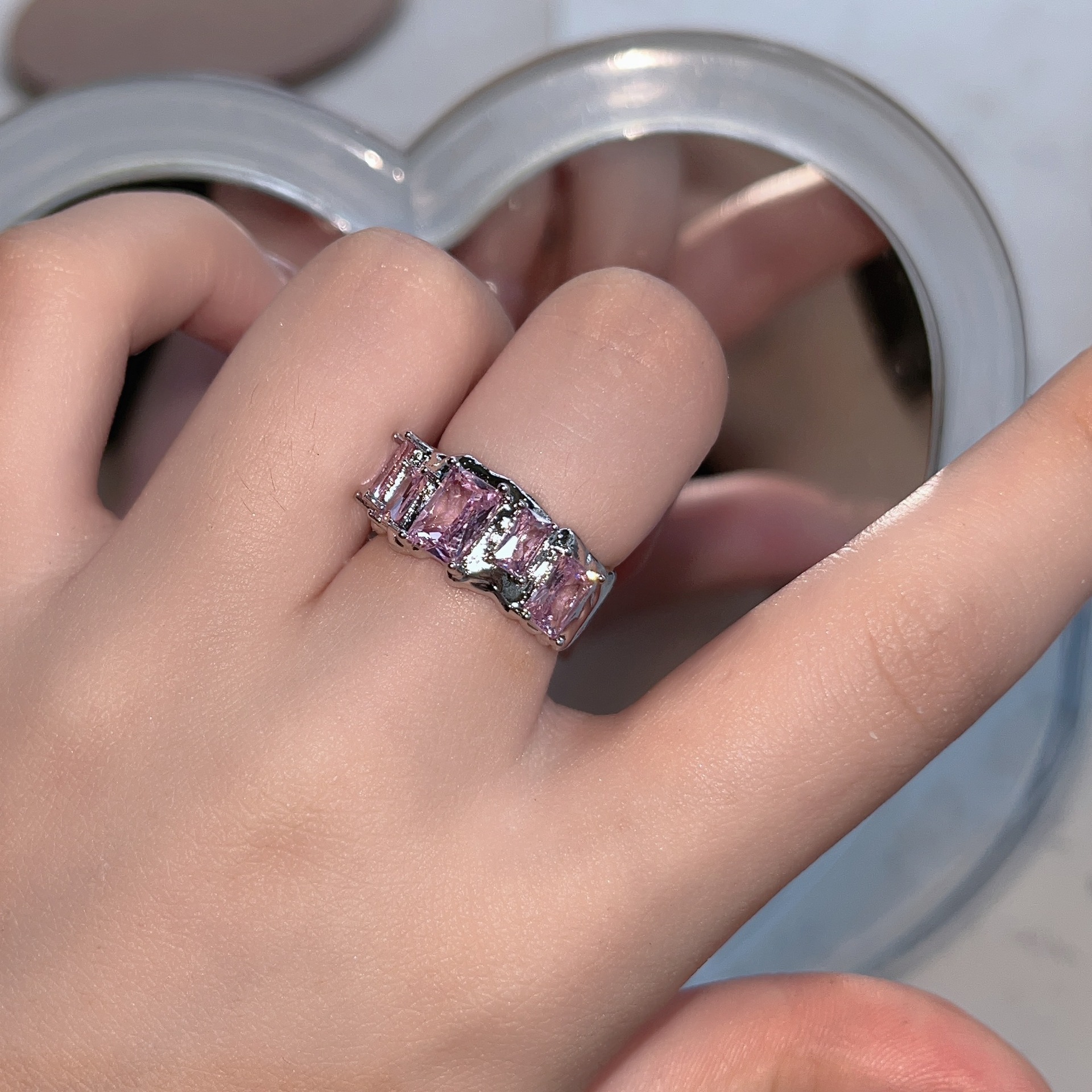 Fashion Flower Copper Open Ring Plating Inlay Zircon Copper Rings