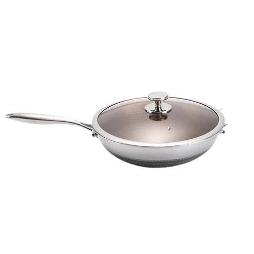 Germany's new 304 stainless steel wok high-quality multi-functional non-stick household flat-bottomed wok