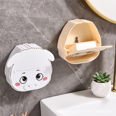 可愛呆萌小豬免打孔可粘膠壁掛式可密封防塵肥皂盒