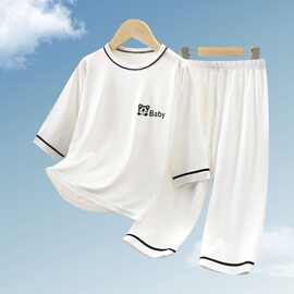 儿童莫代尔套装睡衣薄款男童女童家居服夏季中大童高档空调服兔毛