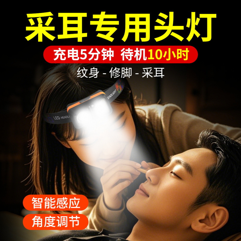 专用采耳头灯修脚师聚光挖耳掏耳朵充电头戴式工作led家用照明灯