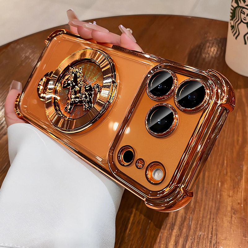 Get Rich Immediately Gyro Stand Suitable for Apple 17Promax Mobile Phone Case 16Pro All-Inclusive 14 Airbags Anti-Fall 15