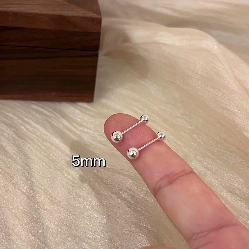 Сережки-гвоздики, 925 проба серебра, корейский минимализм, размеры 2–11 мм
