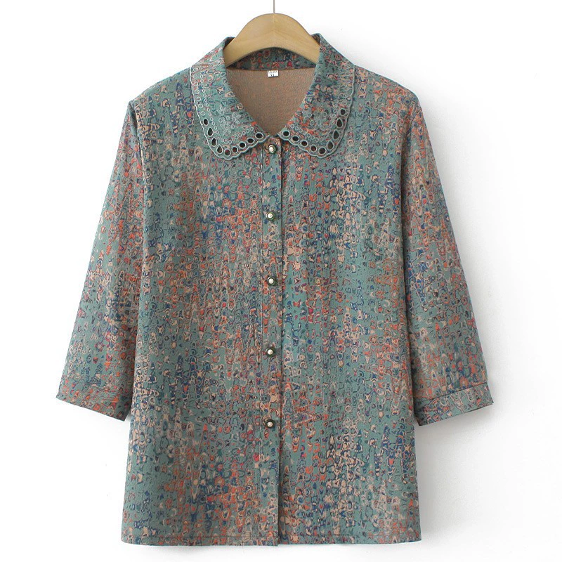 Средние и пожилые люди в летнее платье бабушки с семью рукавами рубашка мама платье тонкая кардиган маленькая пожилая одежда свободная