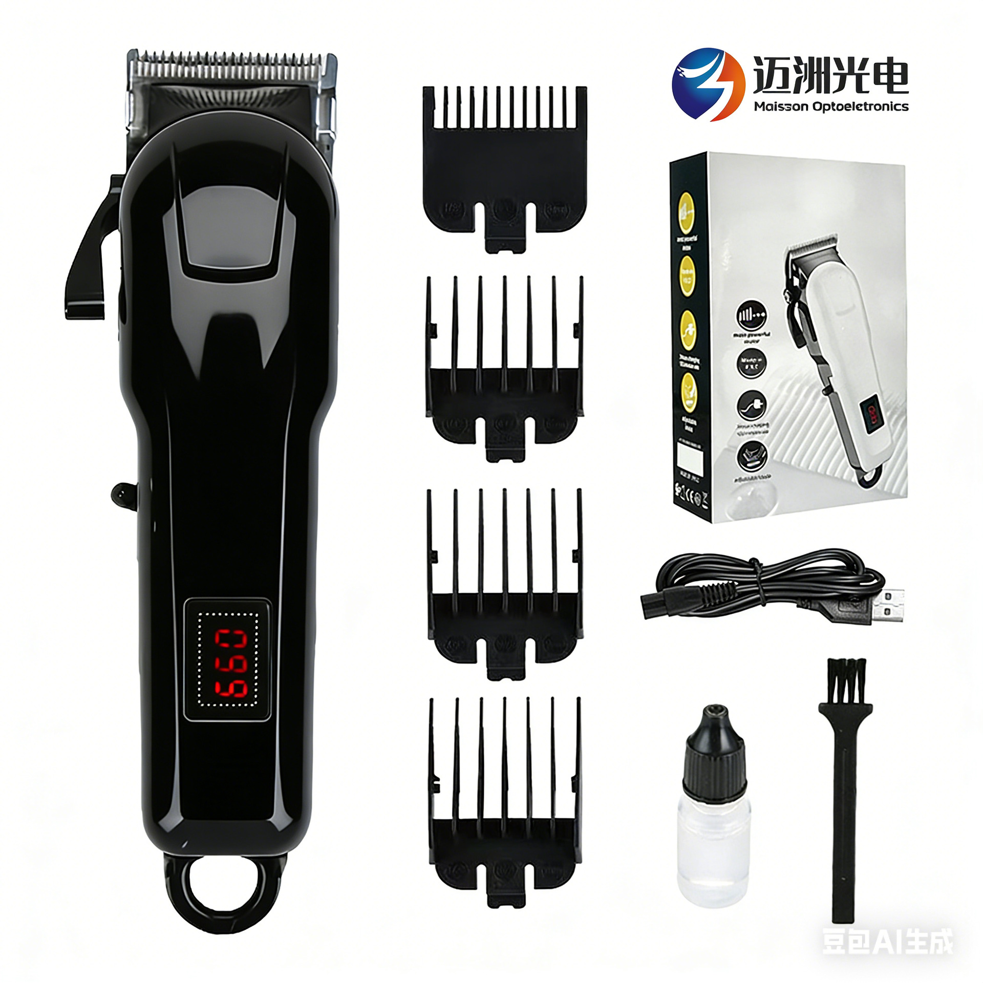 Cortadora de Pelo Recargable con Batería de Litio, Éxito de Ventas Transfronterizo, con Pantalla LCD para Uso Doméstico y en Salón, Cortadora de Pelo Eléctrica Profesional